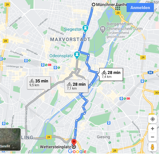 Route berechnet mit Google Maps
